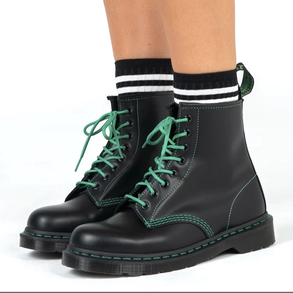 Dr. Martens Shoes - NEW DR MARTENS 1460 GS SMOOTH MOD BOOTS (BLACK/GREEN